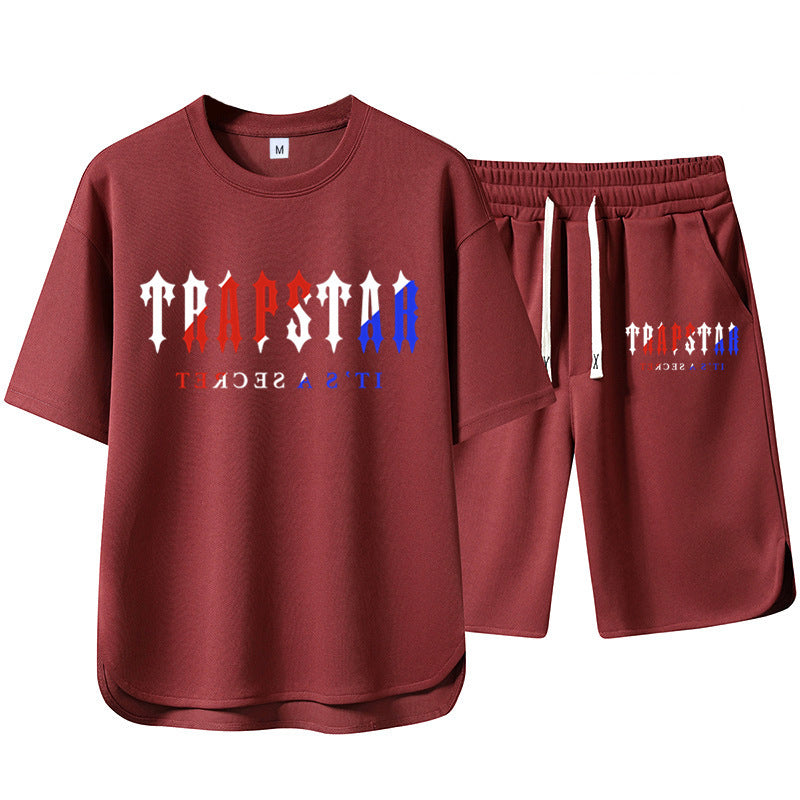 Short Sleeve Shorts Set Casual Versatile Sports Crew Neck Thin T-Shirt Unisex Two-Piece Set