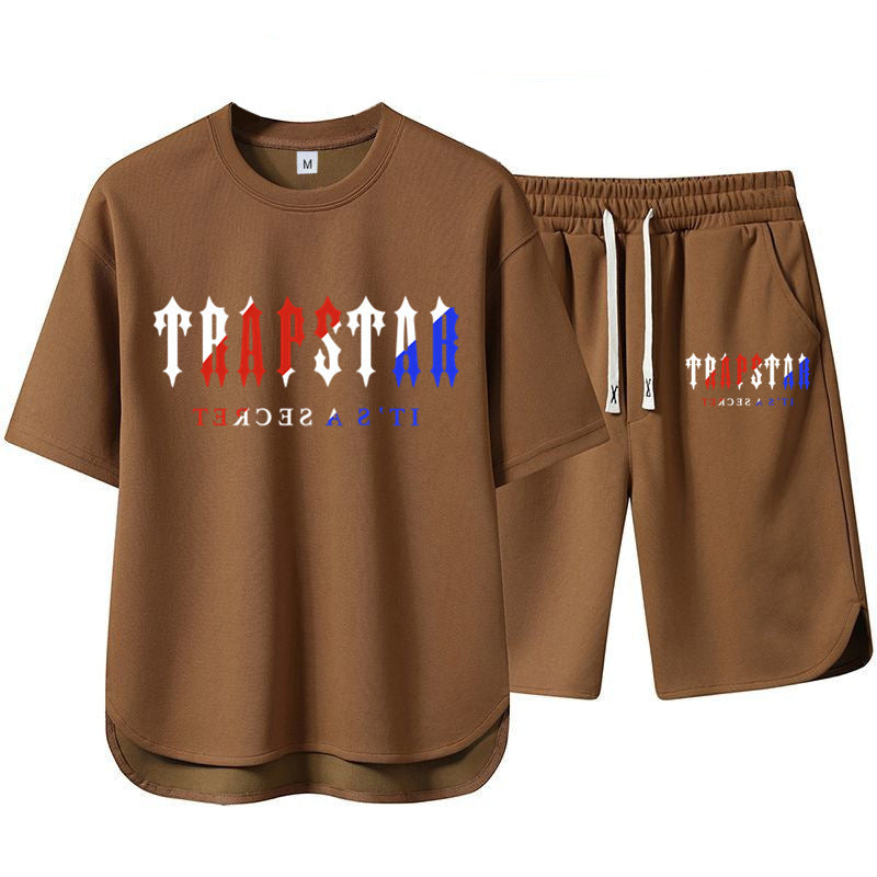Short Sleeve Shorts Set Casual Versatile Sports Crew Neck Thin T-Shirt Unisex Two-Piece Set