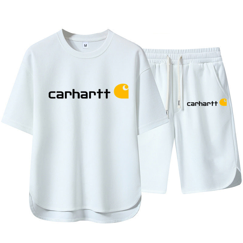 Summer Men's High-end Casual Sports Set Loose Fashion Versatile Shorts Round Neck Short Sleeve T-Shirt Two-piece Set
