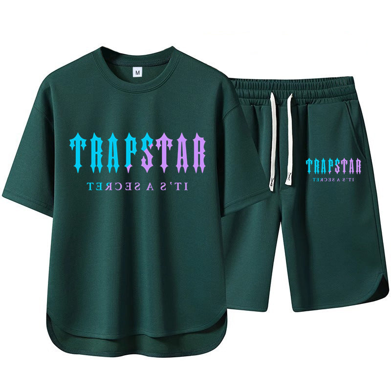 Short Sleeve Shorts Set Casual Versatile Sports Crew Neck Thin T-Shirt Unisex Two-Piece Set