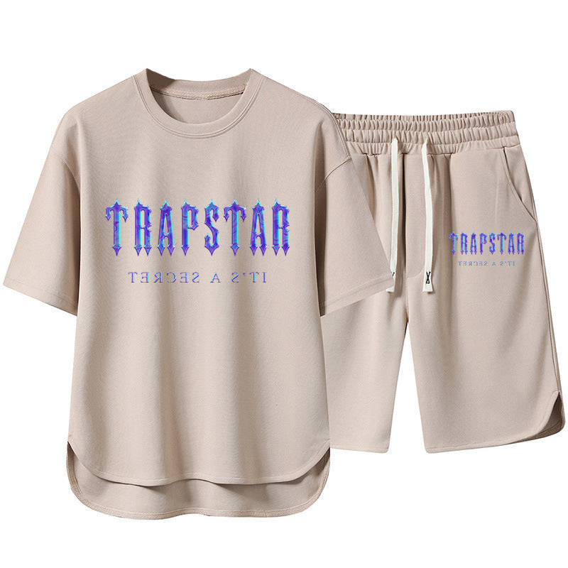 Short Sleeve Shorts Set Casual Versatile Sports Crew Neck Thin T-Shirt Unisex Two-Piece Set