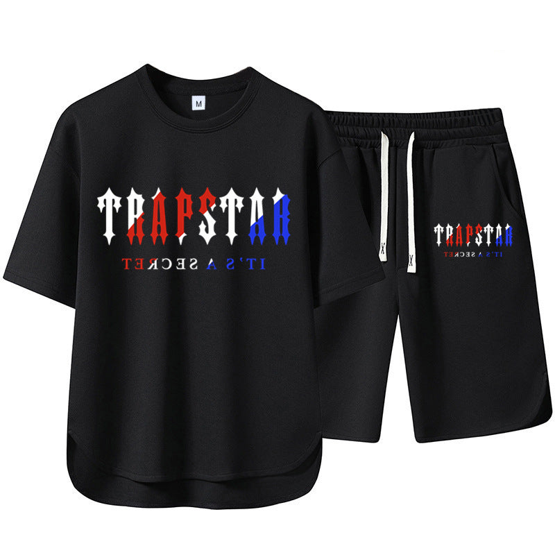 Short Sleeve Shorts Set Casual Versatile Sports Crew Neck Thin T-Shirt Unisex Two-Piece Set