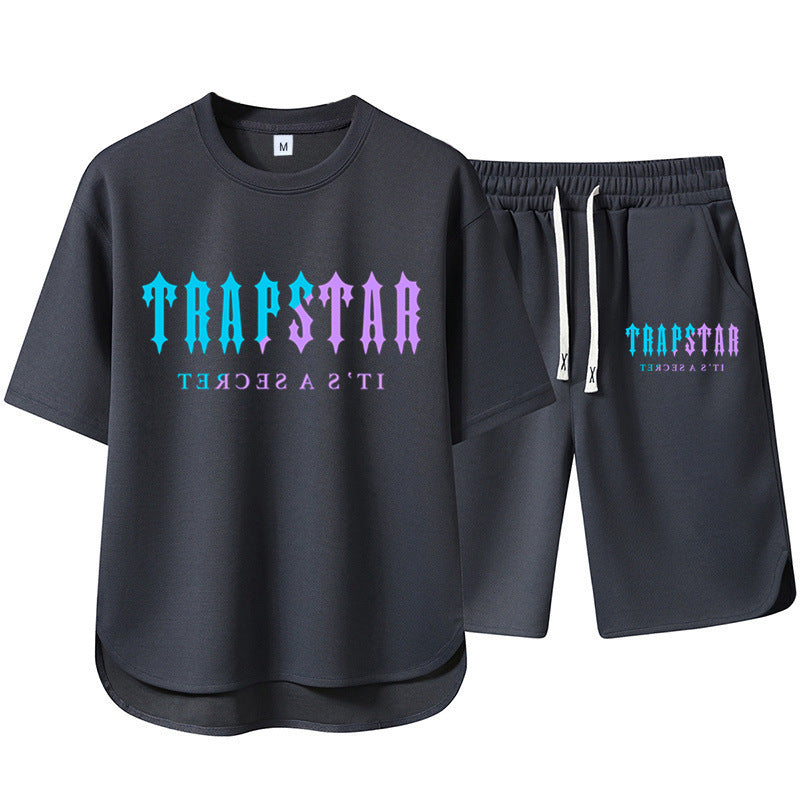 Short Sleeve Shorts Set Casual Versatile Sports Crew Neck Thin T-Shirt Unisex Two-Piece Set