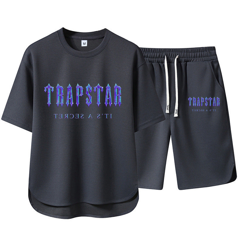 Short Sleeve Shorts Set Casual Versatile Sports Crew Neck Thin T-Shirt Unisex Two-Piece Set