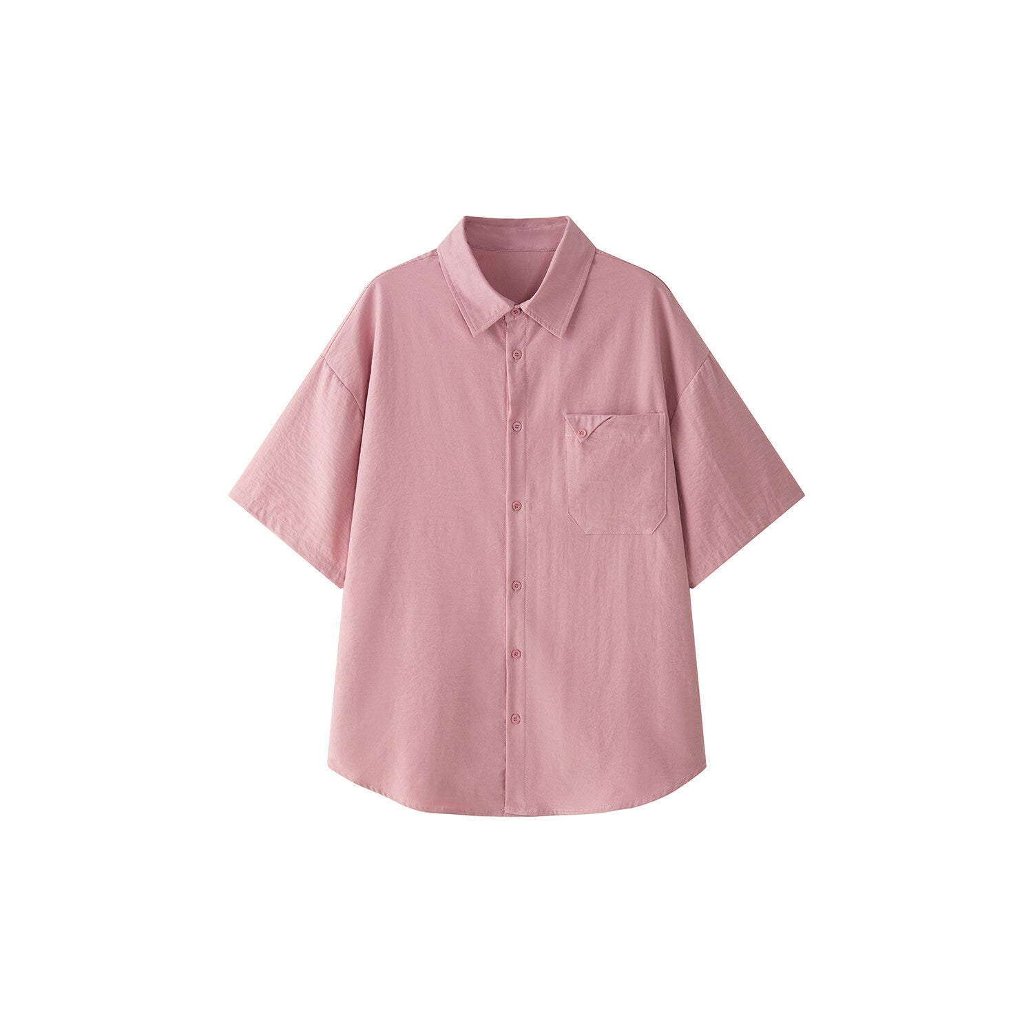 Simple solid color ice silk cool casual short sleeved shirt for men