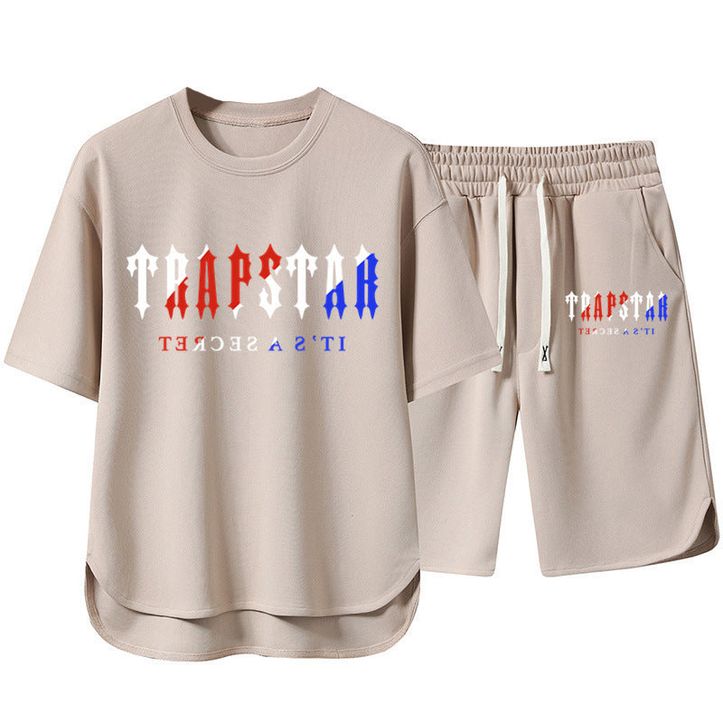 Short Sleeve Shorts Set Casual Versatile Sports Crew Neck Thin T-Shirt Unisex Two-Piece Set