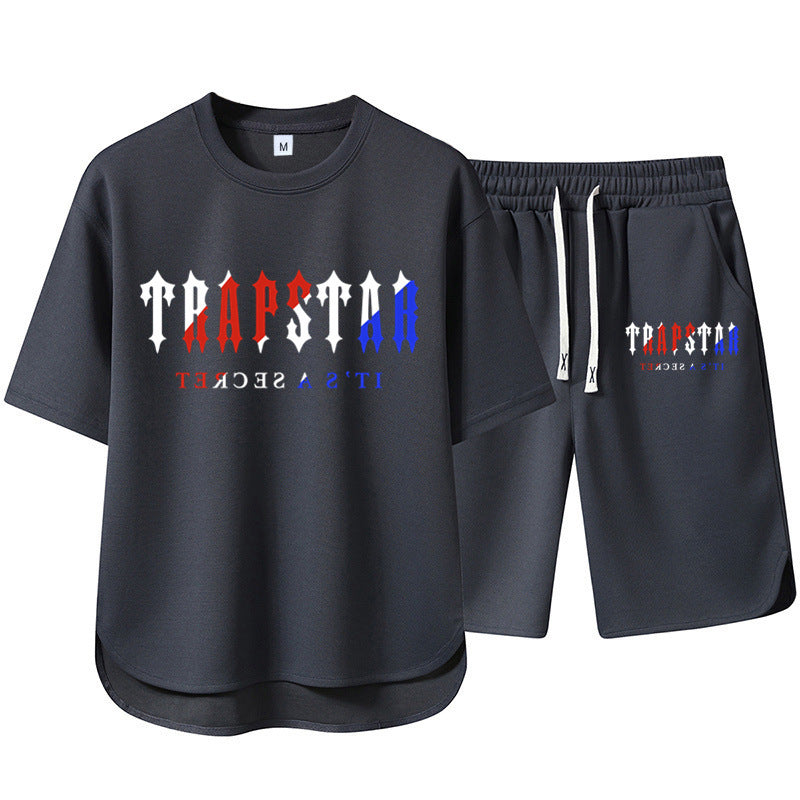 Short Sleeve Shorts Set Casual Versatile Sports Crew Neck Thin T-Shirt Unisex Two-Piece Set