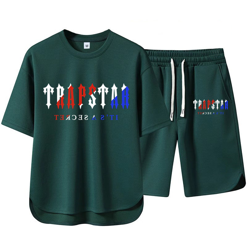 Short Sleeve Shorts Set Casual Versatile Sports Crew Neck Thin T-Shirt Unisex Two-Piece Set