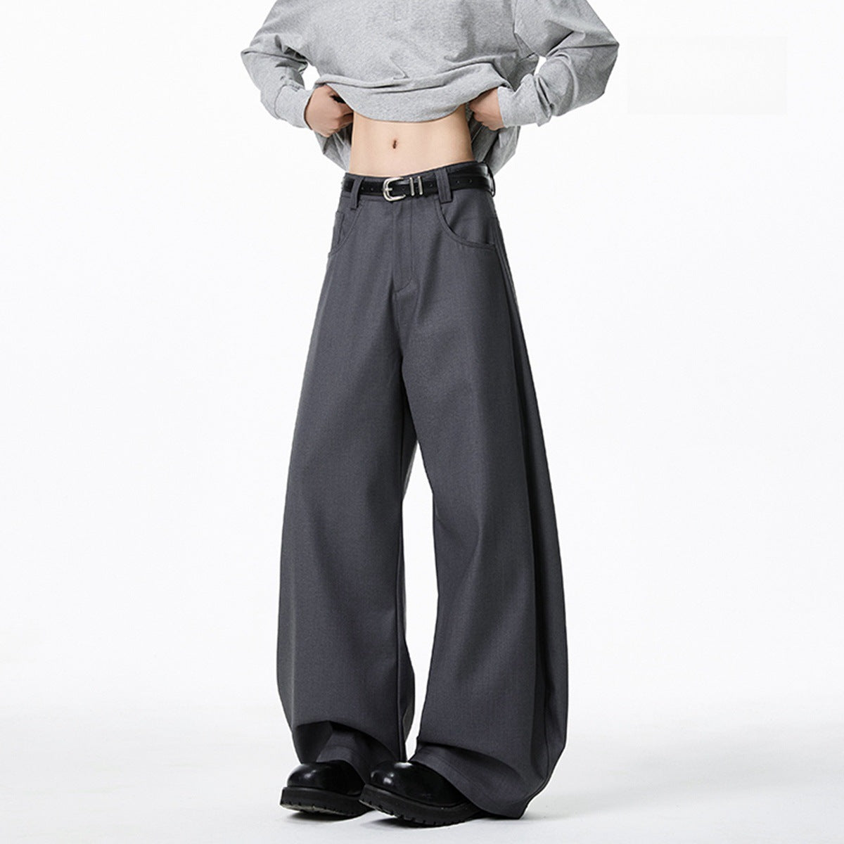 Spring slimming versatile curved knife trousers