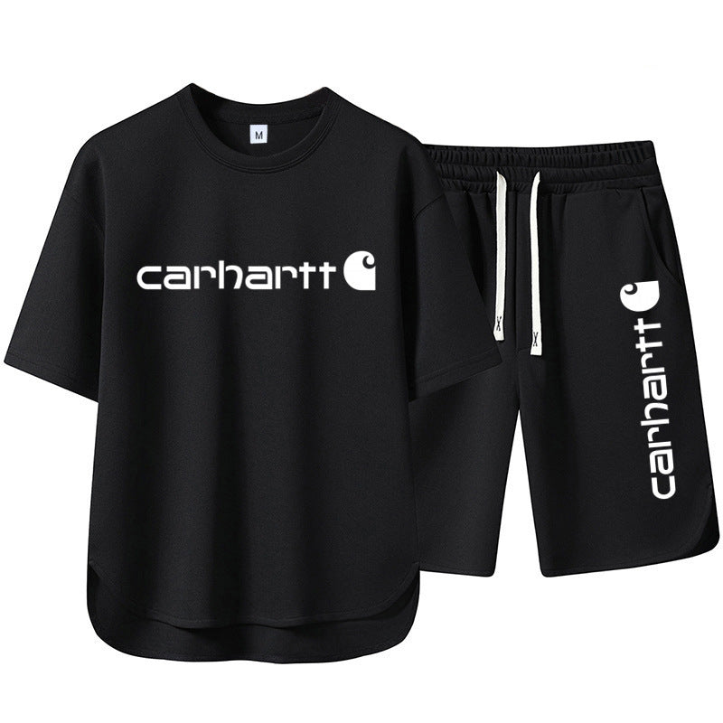 Summer Men's High-end Casual Sports Set Loose Fashion Versatile Shorts Round Neck Short Sleeve T-Shirt Two-piece Set