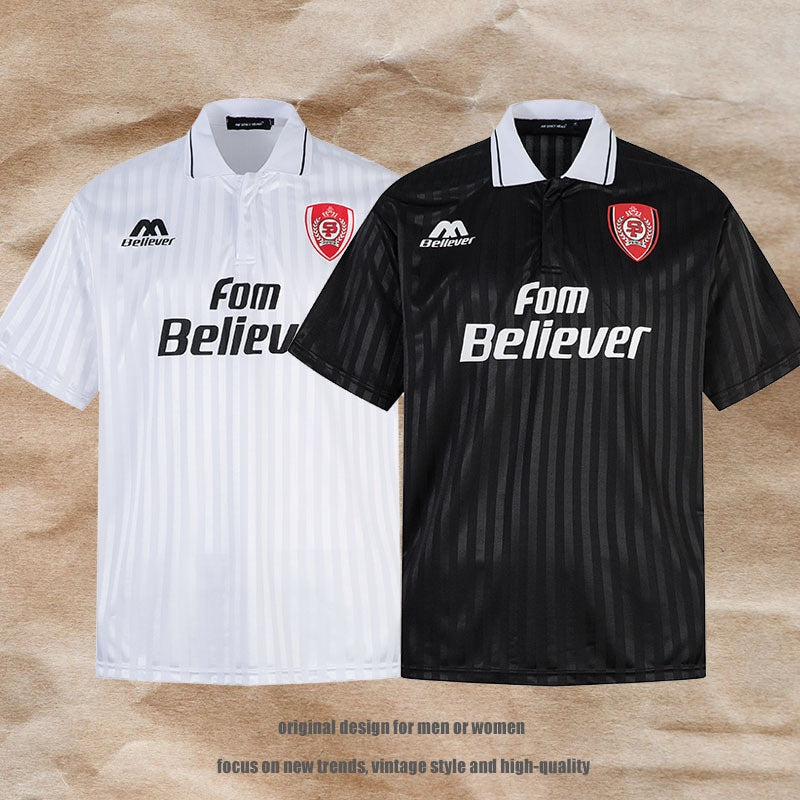 Men's Sportswear Retro Brand Print Polo Collar Short Sleeve T-Shirt for Men and Women Summer