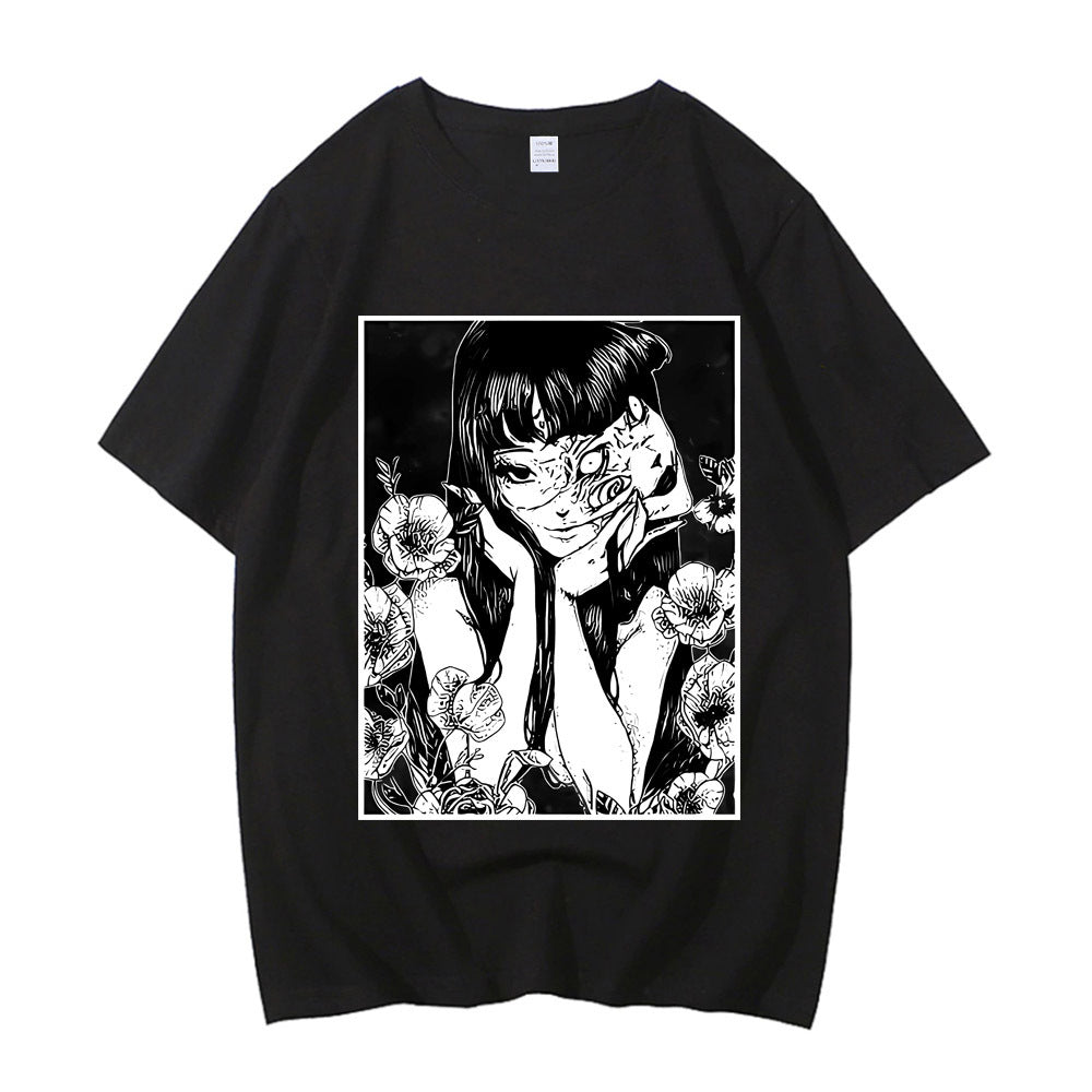 Cartoon Junji Ito Uzumaki T-Shirt Horror Japan Guro Funny Gi