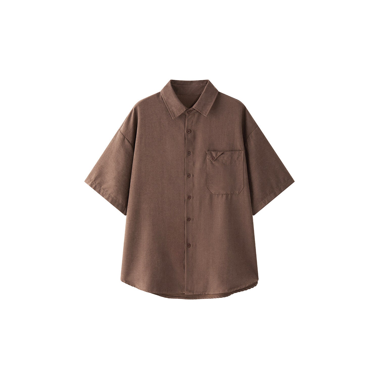 Simple solid color ice silk cool casual short sleeved shirt for men