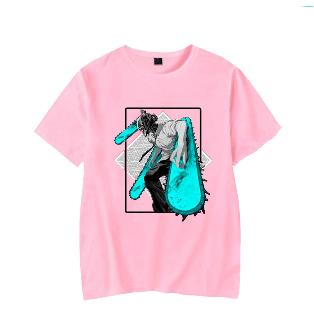 Chainsaw Man Denji Makima Printed Black Short Sleeve T-Shirt