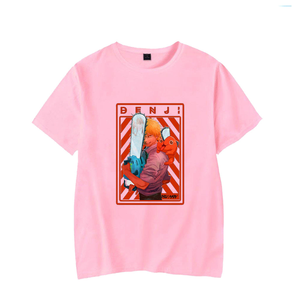 Chainsaw Man Denji Makima Printed Black Short Sleeve T-Shirt