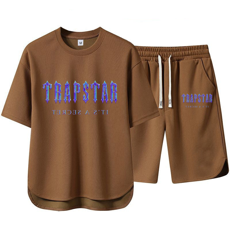 Short Sleeve Shorts Set Casual Versatile Sports Crew Neck Thin T-Shirt Unisex Two-Piece Set