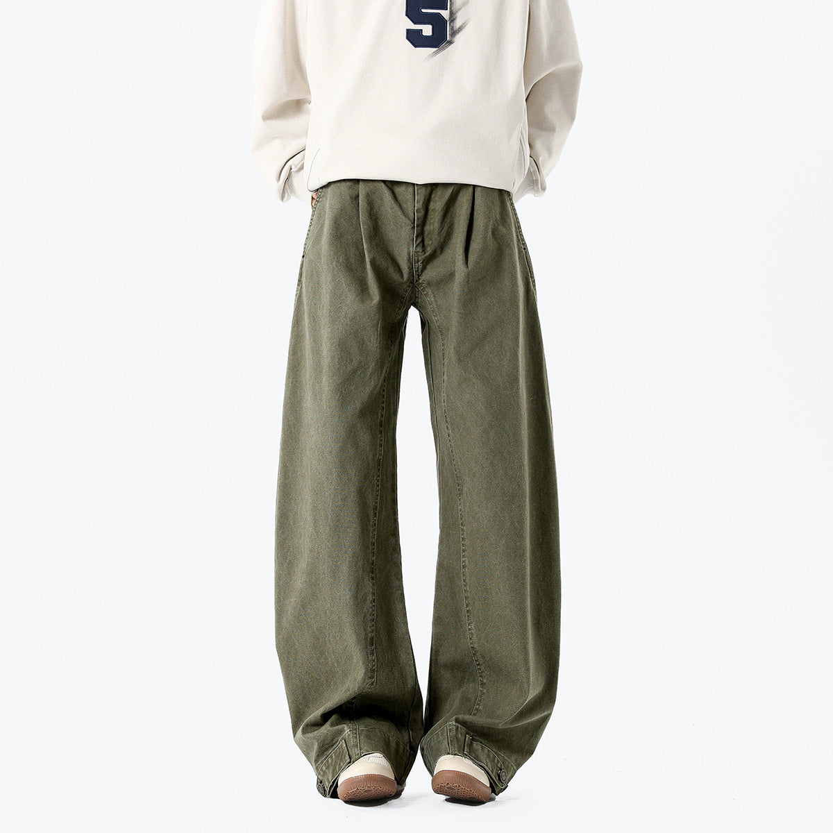 Loose straight vintage workwear casual pants