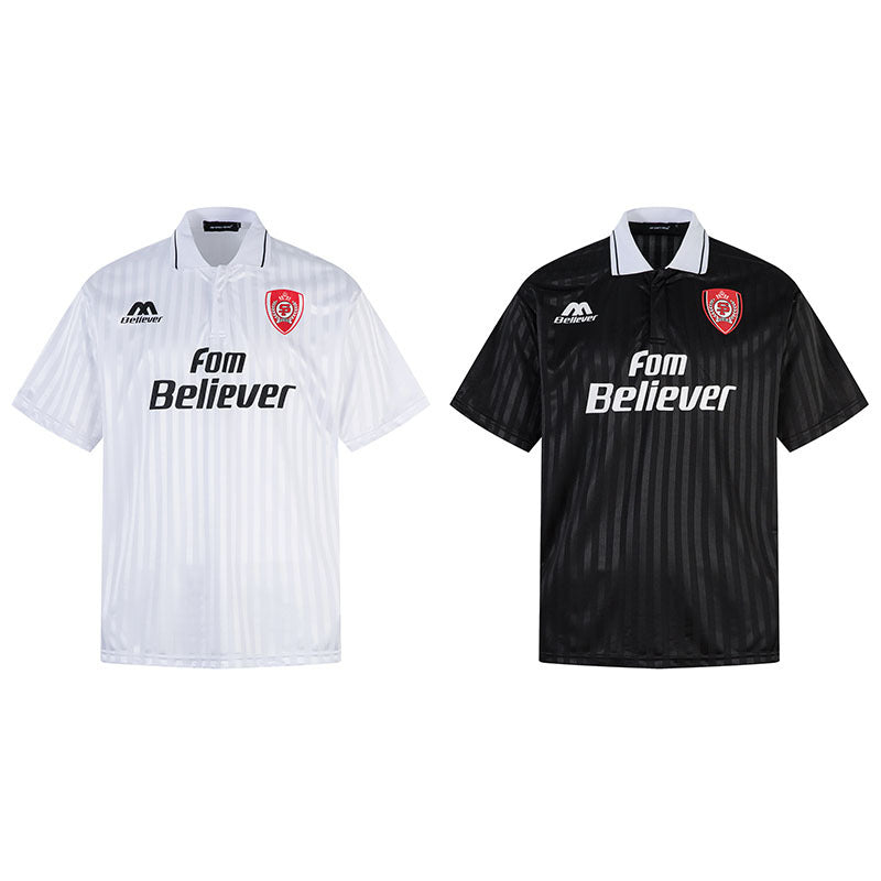 Men's Sportswear Retro Brand Print Polo Collar Short Sleeve T-Shirt for Men and Women Summer