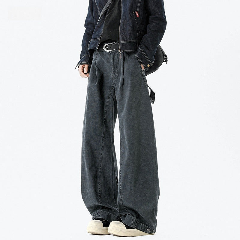 Loose straight vintage workwear casual pants