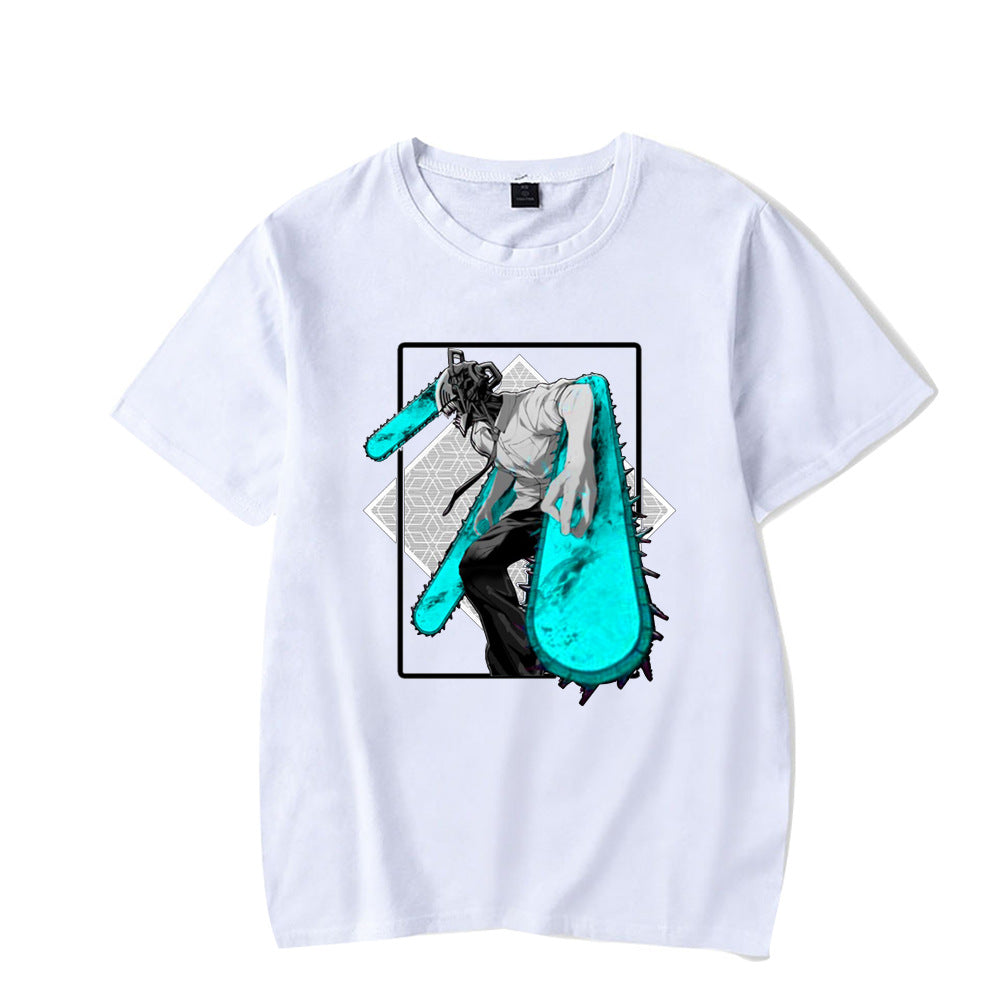 Chainsaw Man Denji Makima Printed Black Short Sleeve T-Shirt