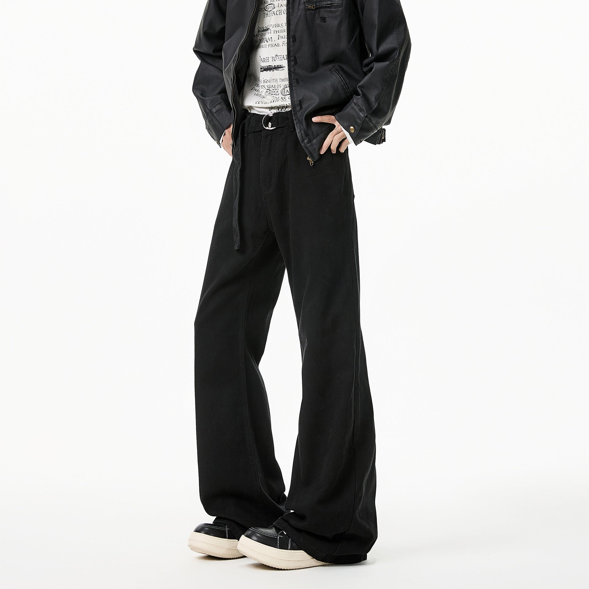 Cleanfit Black Tapered Jeans Men's Pencil Straight Pants Slim Flared Trousers