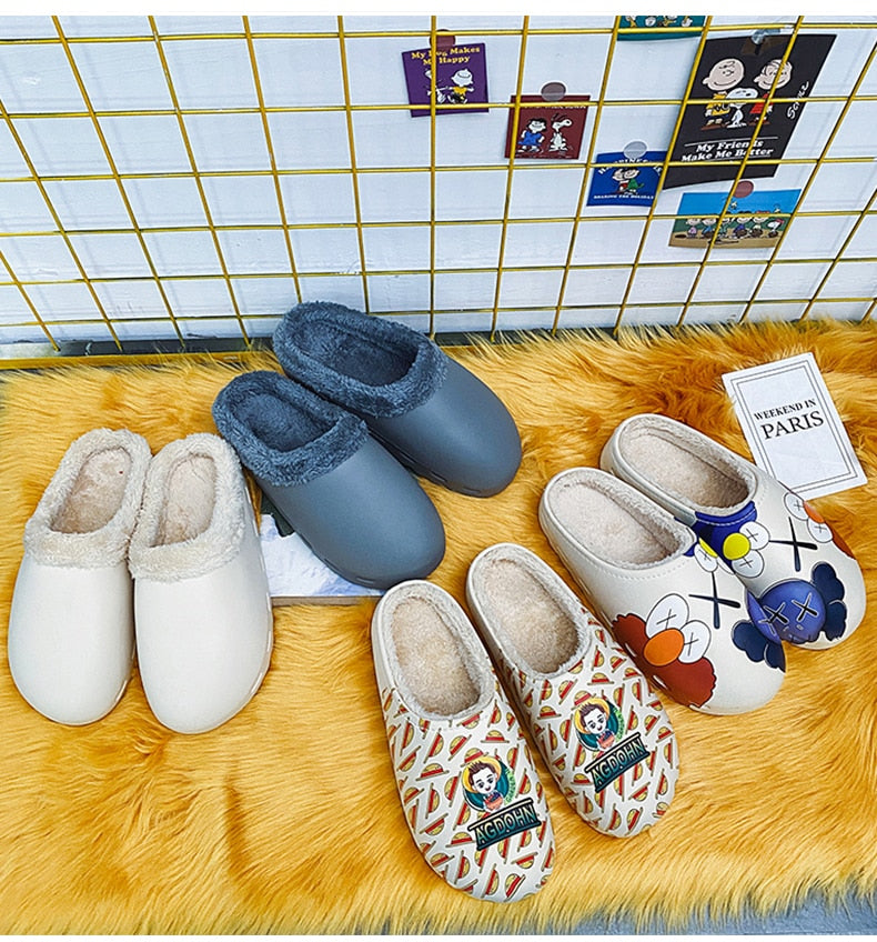 EVA Winter Leisure Home Women Shoes Non-Slip Warm Simple Slippers Thick Sole Waterproof Fashion Household Chaussures For Men