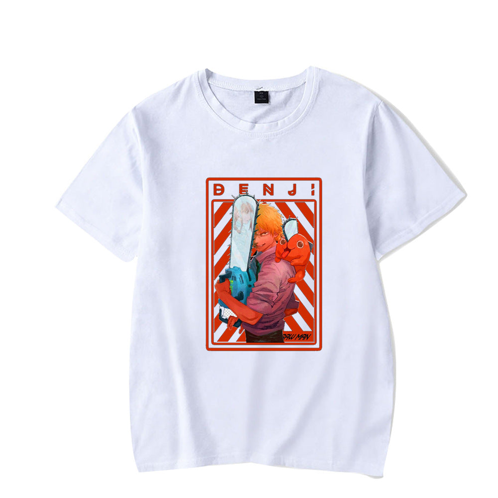Chainsaw Man Denji Makima Printed Black Short Sleeve T-Shirt