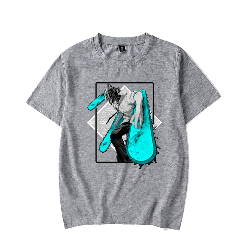 Chainsaw Man Denji Makima Printed Black Short Sleeve T-Shirt