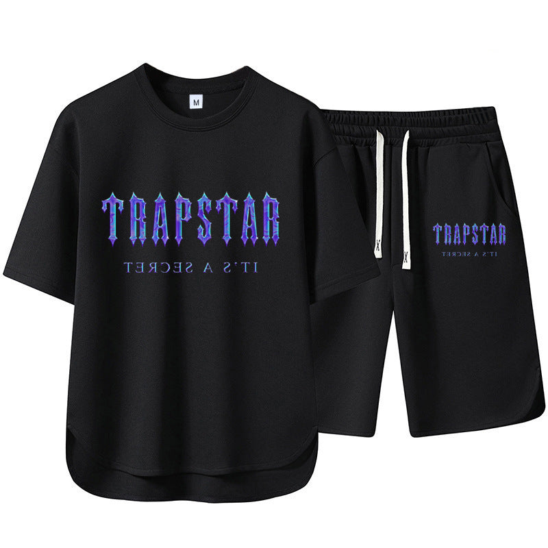 Short Sleeve Shorts Set Casual Versatile Sports Crew Neck Thin T-Shirt Unisex Two-Piece Set