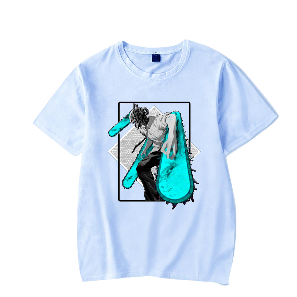 Chainsaw Man Denji Makima Printed Black Short Sleeve T-Shirt