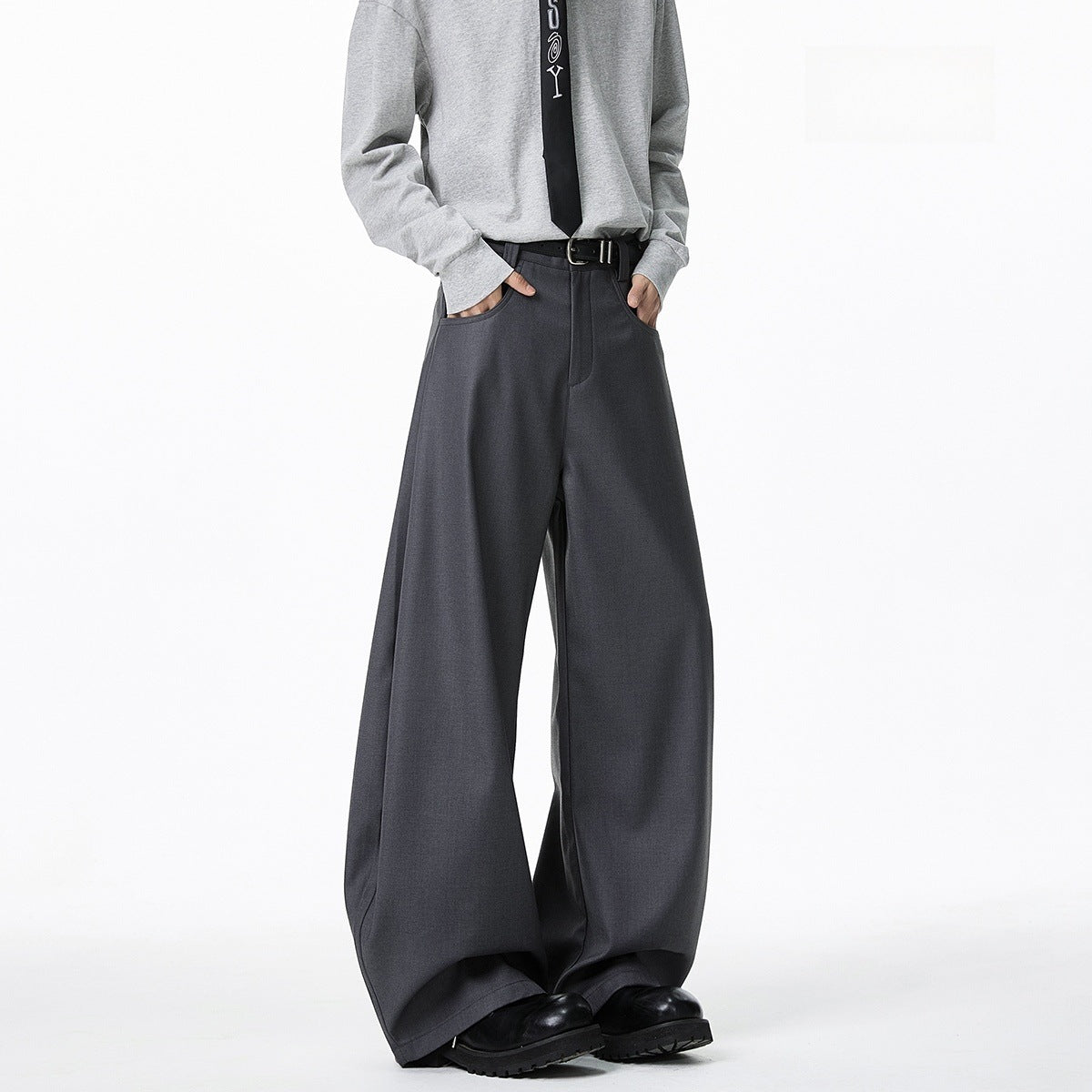 Spring slimming versatile curved knife trousers