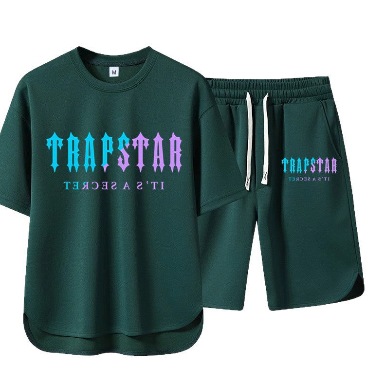 Short Sleeve Shorts Set Casual Versatile Sports Crew Neck Thin T-Shirt Unisex Two-Piece Set