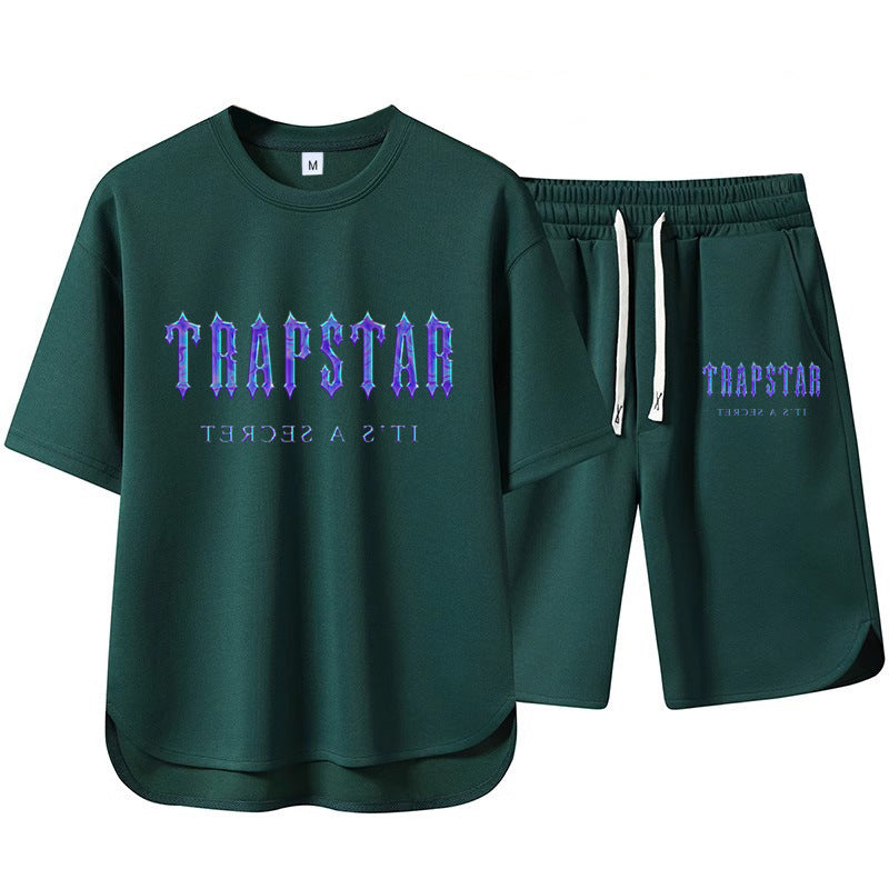 Short Sleeve Shorts Set Casual Versatile Sports Crew Neck Thin T-Shirt Unisex Two-Piece Set