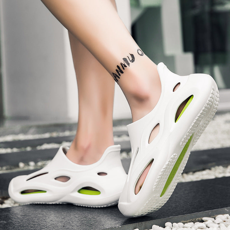 Cave shoes for men summer beach thick soled sandals for men sports and driving dual-use thick soled wear-resistant slippers