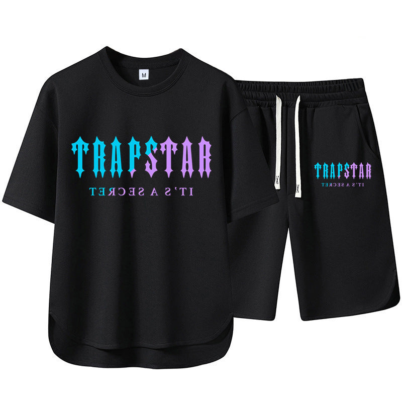 Short Sleeve Shorts Set Casual Versatile Sports Crew Neck Thin T-Shirt Unisex Two-Piece Set