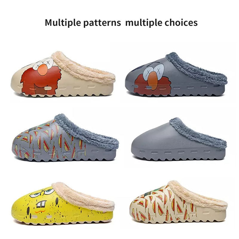 EVA Winter Leisure Home Women Shoes Non-Slip Warm Simple Slippers Thick Sole Waterproof Fashion Household Chaussures For Men