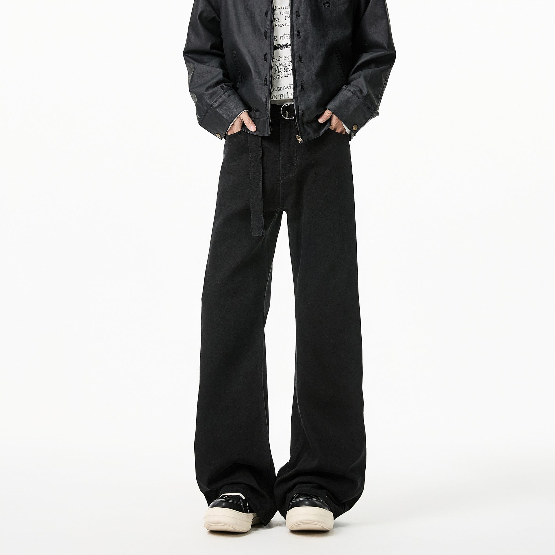 Cleanfit Black Tapered Jeans Men's Pencil Straight Pants Slim Flared Trousers