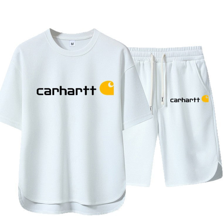 Summer Men's High-end Casual Sports Set Loose Fashion Versatile Shorts Round Neck Short Sleeve T-Shirt Two-piece Set