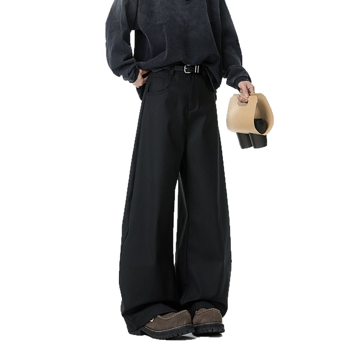 Spring slimming versatile curved knife trousers