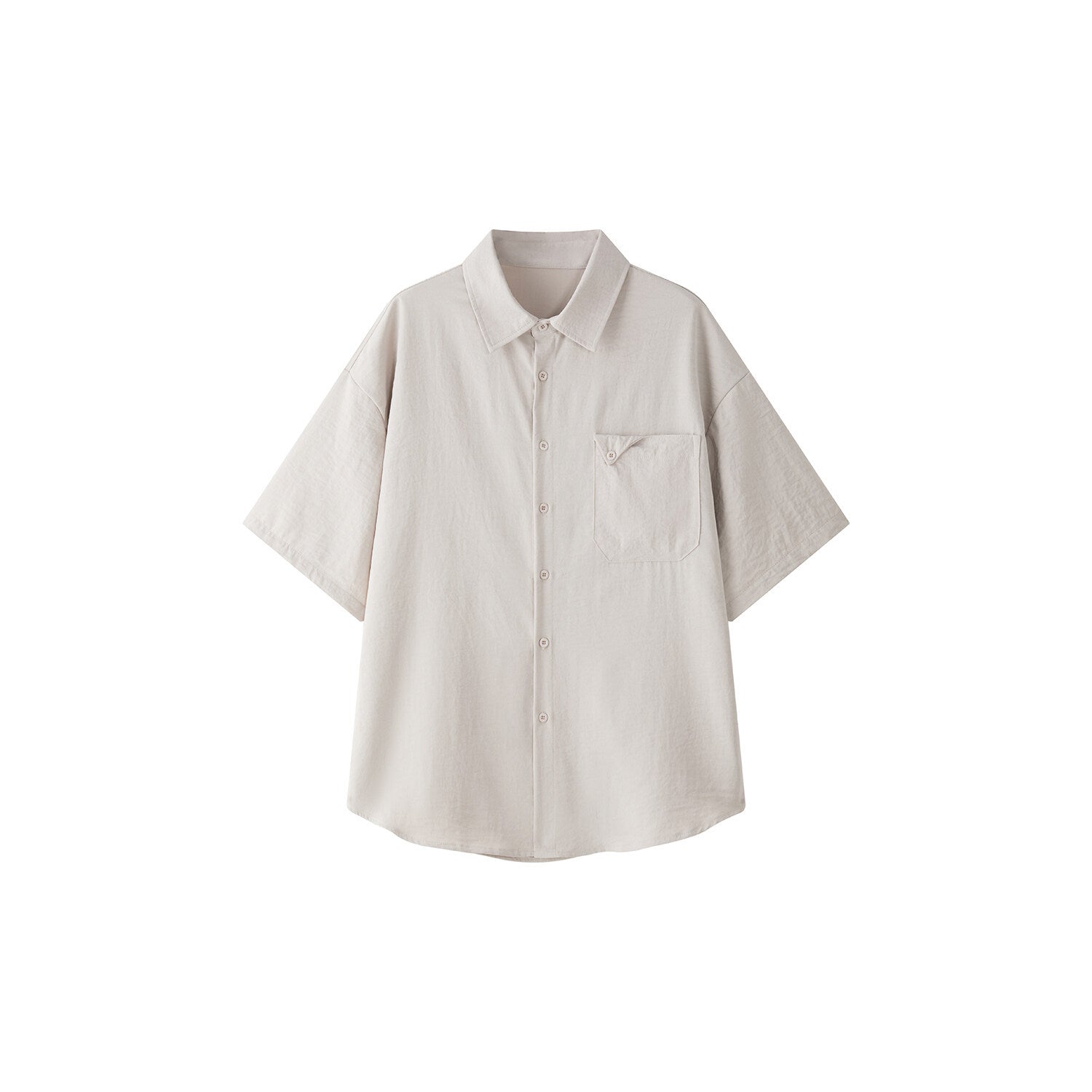 Simple solid color ice silk cool casual short sleeved shirt for men