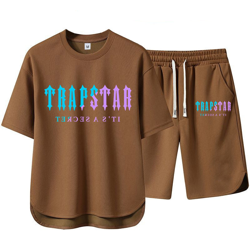 Short Sleeve Shorts Set Casual Versatile Sports Crew Neck Thin T-Shirt Unisex Two-Piece Set