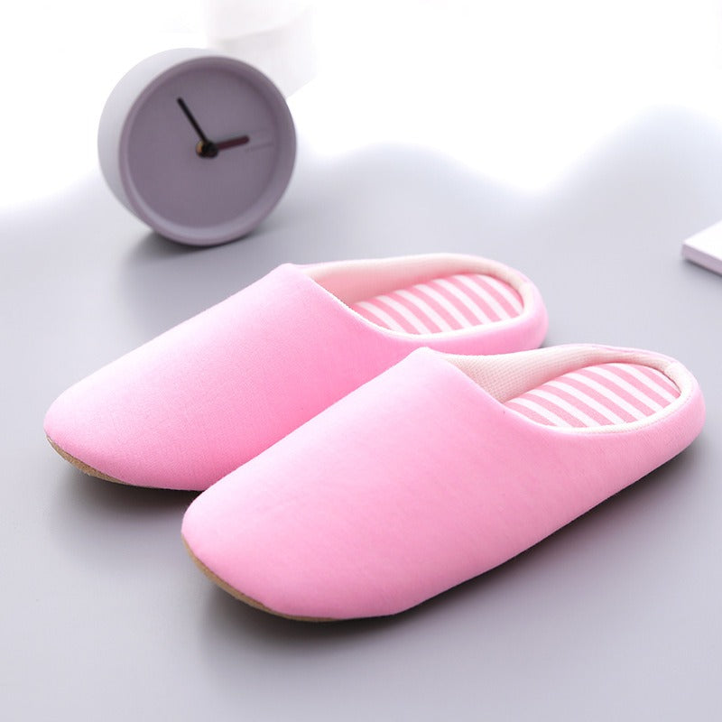 Autumn and winter men and women's indoor wooden floor Japanese pure color cotton slippers Chicken rolls all season warm slippers