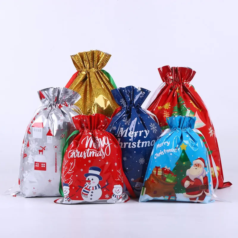 Christmas Drawstring Gift Bags – Reusable Holiday Pouches for Presents & Treats